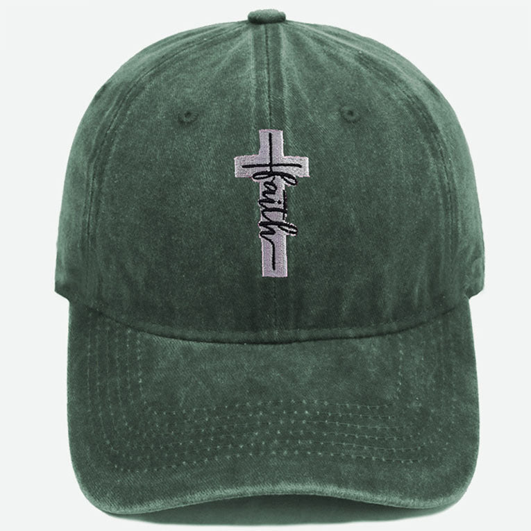 Embroidered Cross Faith Acid Washed Adjustable Back Hat (18 colors!) | 2-4 Week TAT