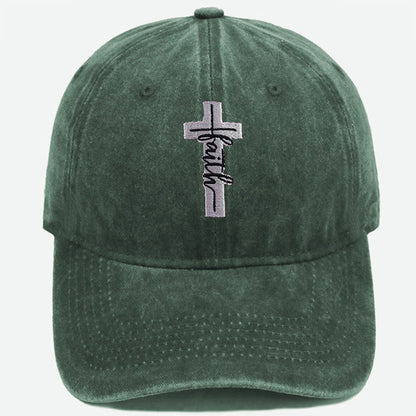 Embroidered Cross Faith Acid Washed Adjustable Back Hat (18 colors!) | 2-4 Week TAT