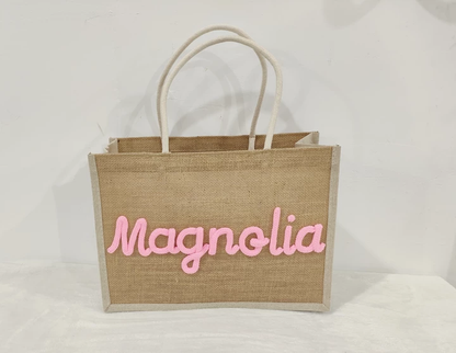 Personalized Burlap Beach Tote Bag | (3-4 Week TAT)