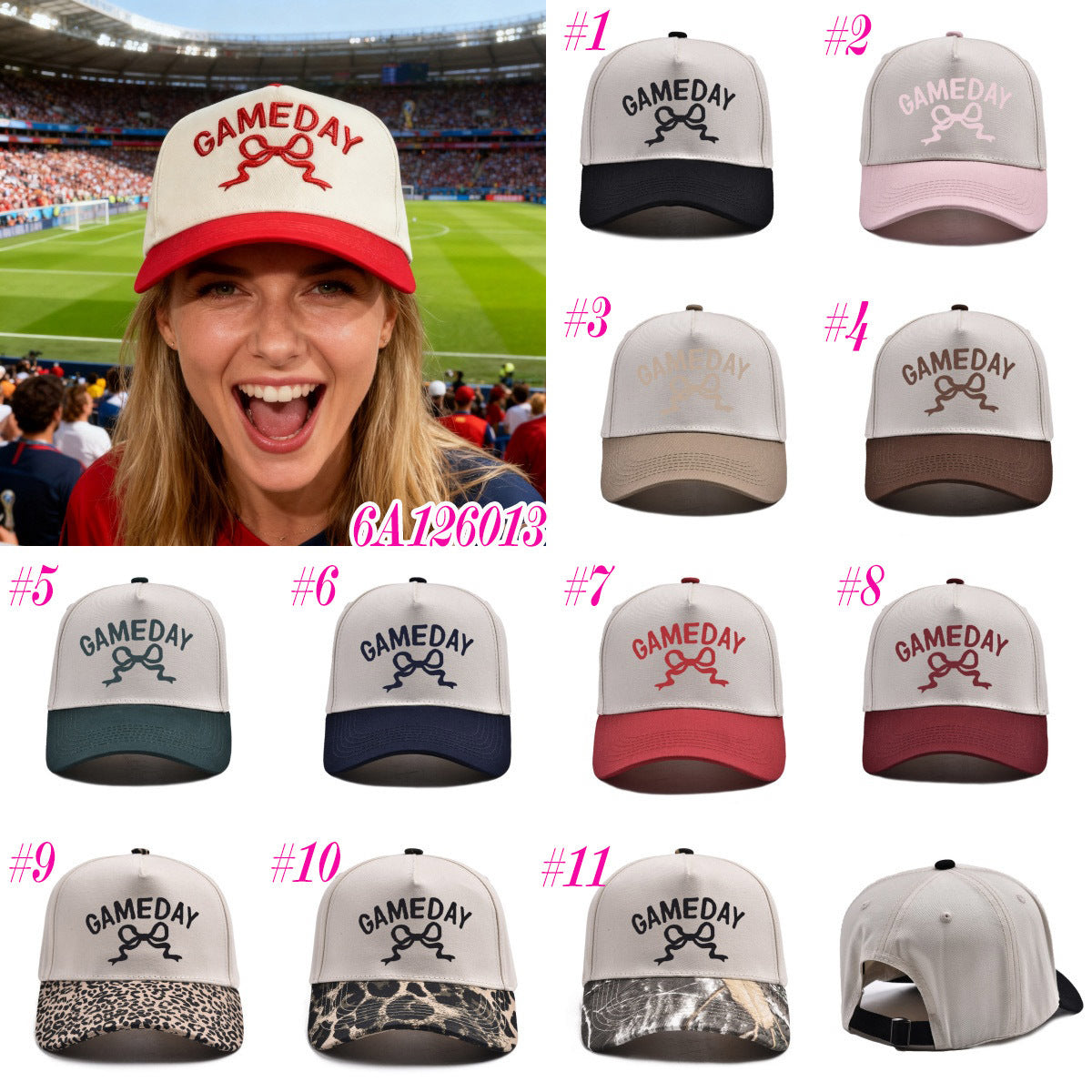 Embroidered Bow Game Day Adjustable Fit Hat (11 Color Options) | 2-4 Week TAT