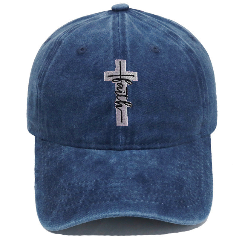 Embroidered Cross Faith Acid Washed Adjustable Back Hat (18 colors!) | 2-4 Week TAT
