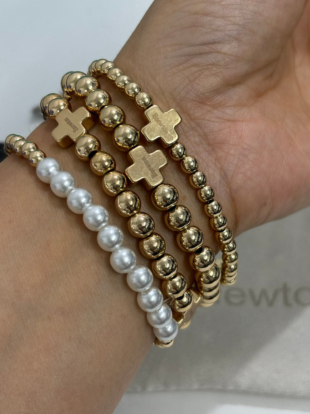 Inspired Hematite Cross Bracelet Set (Set of 4), Black or Gold | 2-4 Week TAT