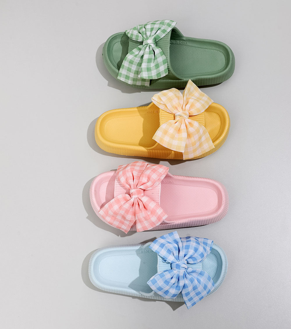 Gingham Checkered Bow Slides | 2-4 Week TAT