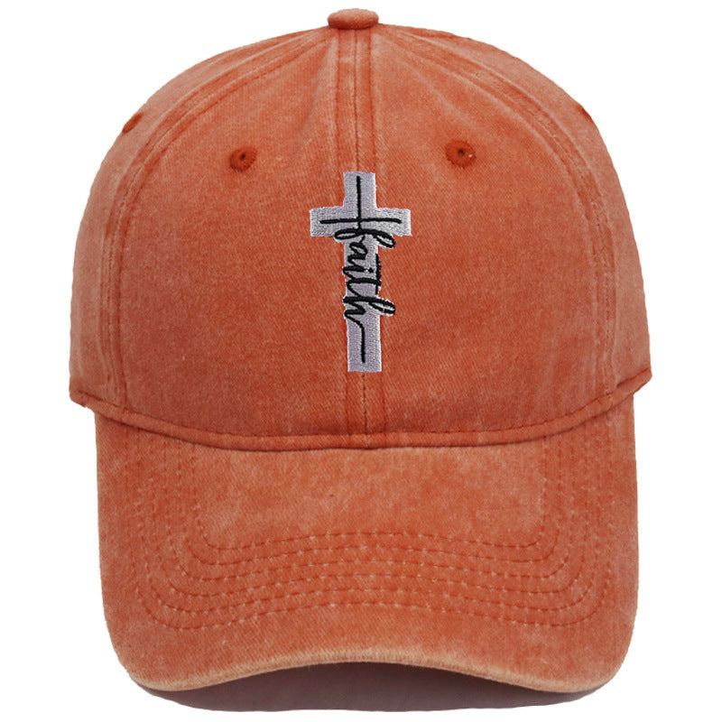 Embroidered Cross Faith Acid Washed Adjustable Back Hat (18 colors!) | 2-4 Week TAT