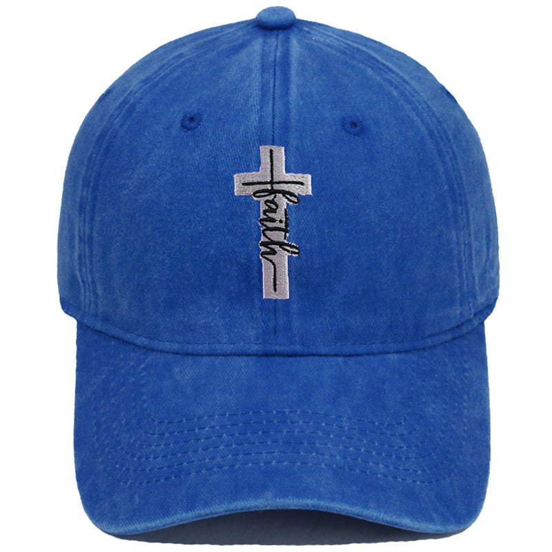 Embroidered Cross Faith Acid Washed Adjustable Back Hat (18 colors!) | 2-4 Week TAT
