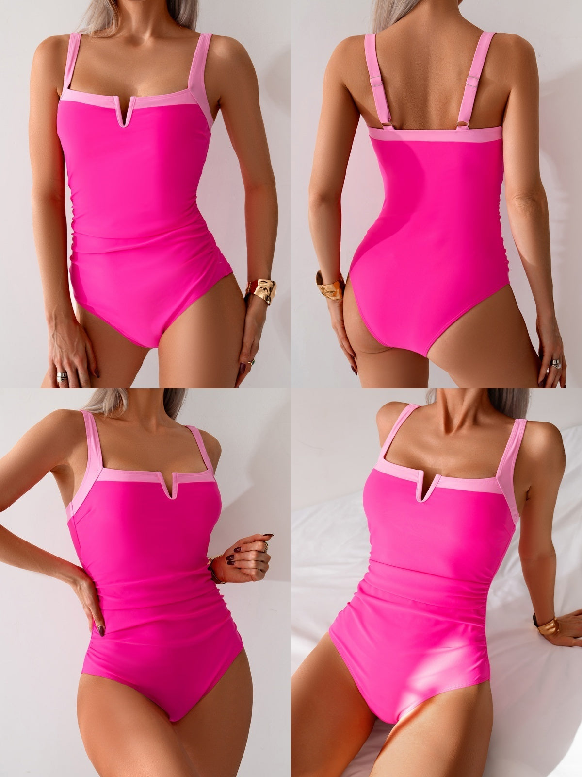 Retro Contrast Color Hem Women's Swimsuit (4 Color Options) | 2-4 Week TAT