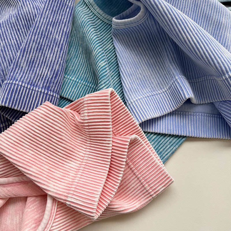 Acid Washed Knitted Ribbed Cropped Racer Tank (11 Color Options) | 2-4 Week TAT