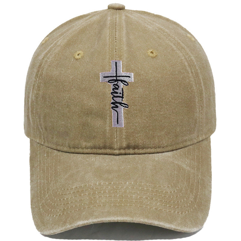 Embroidered Cross Faith Acid Washed Adjustable Back Hat (18 colors!) | 2-4 Week TAT