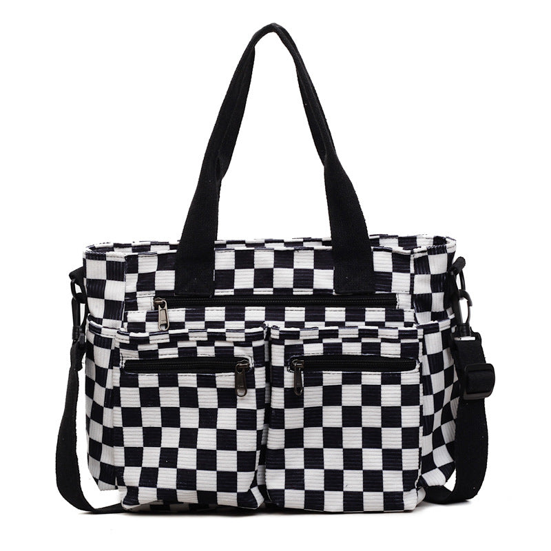 🖤🤍 CORDUROY CHECKERED TOTE BAG + 4 COLORS | 3–4 WEEK TAT 🤍🖤