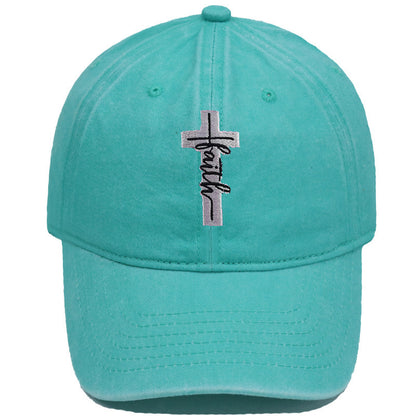 Embroidered Cross Faith Acid Washed Adjustable Back Hat (18 colors!) | 2-4 Week TAT