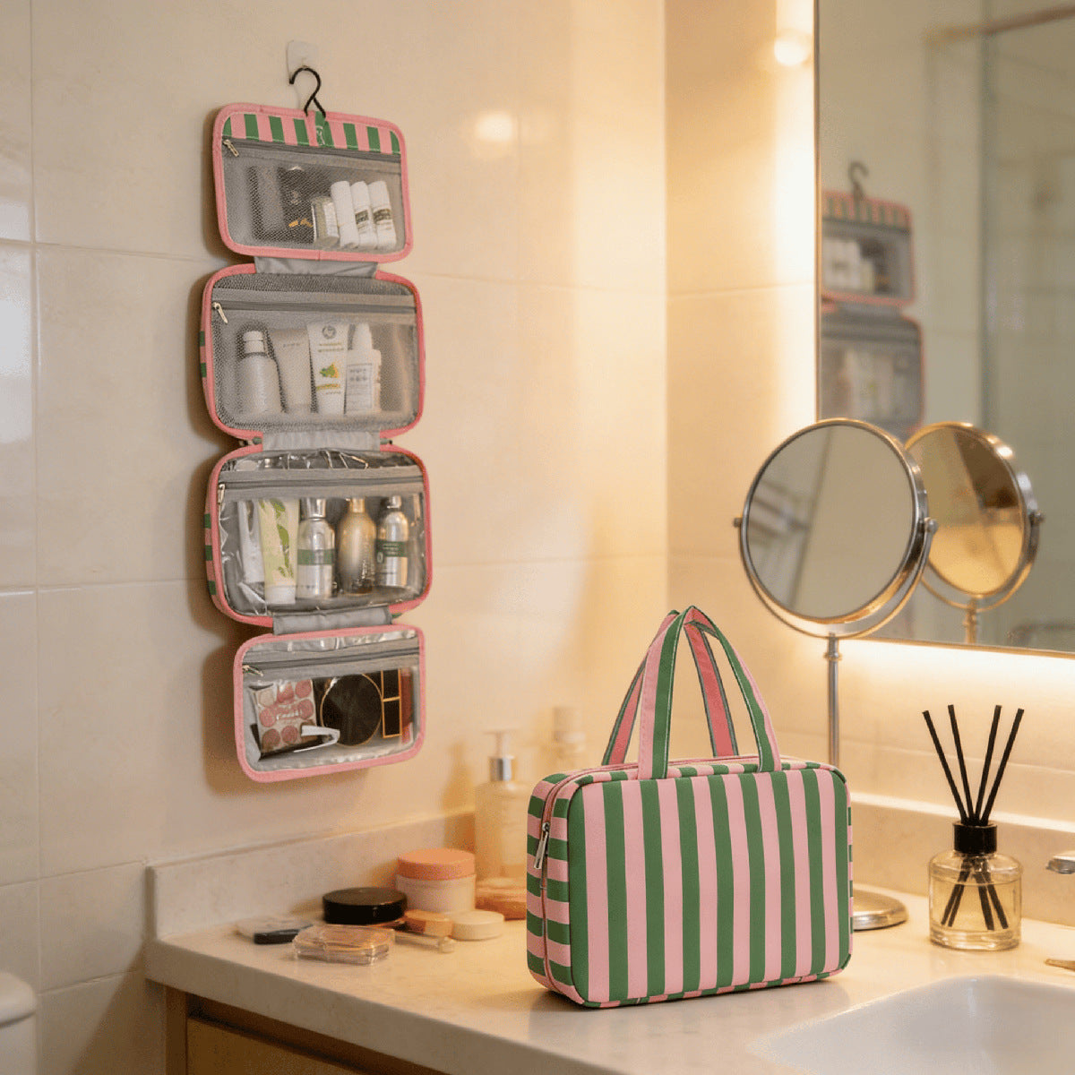 Striped Hanging Toiletry Bag 😍✈️ + 7 COLORS | 3–4 WEEK TAT