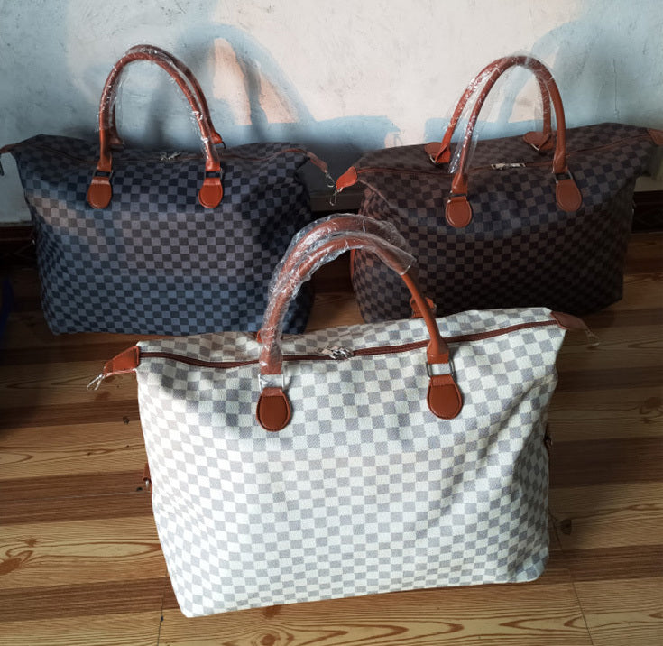 Faux Leather Checkered Weekender - 3 Colors | 2-4 Week TAT