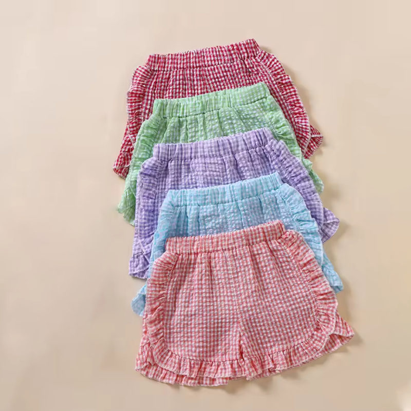 Toddler Girls Gingham Ruffle Shorts (5 Color Options) | 2-4 Week TAT