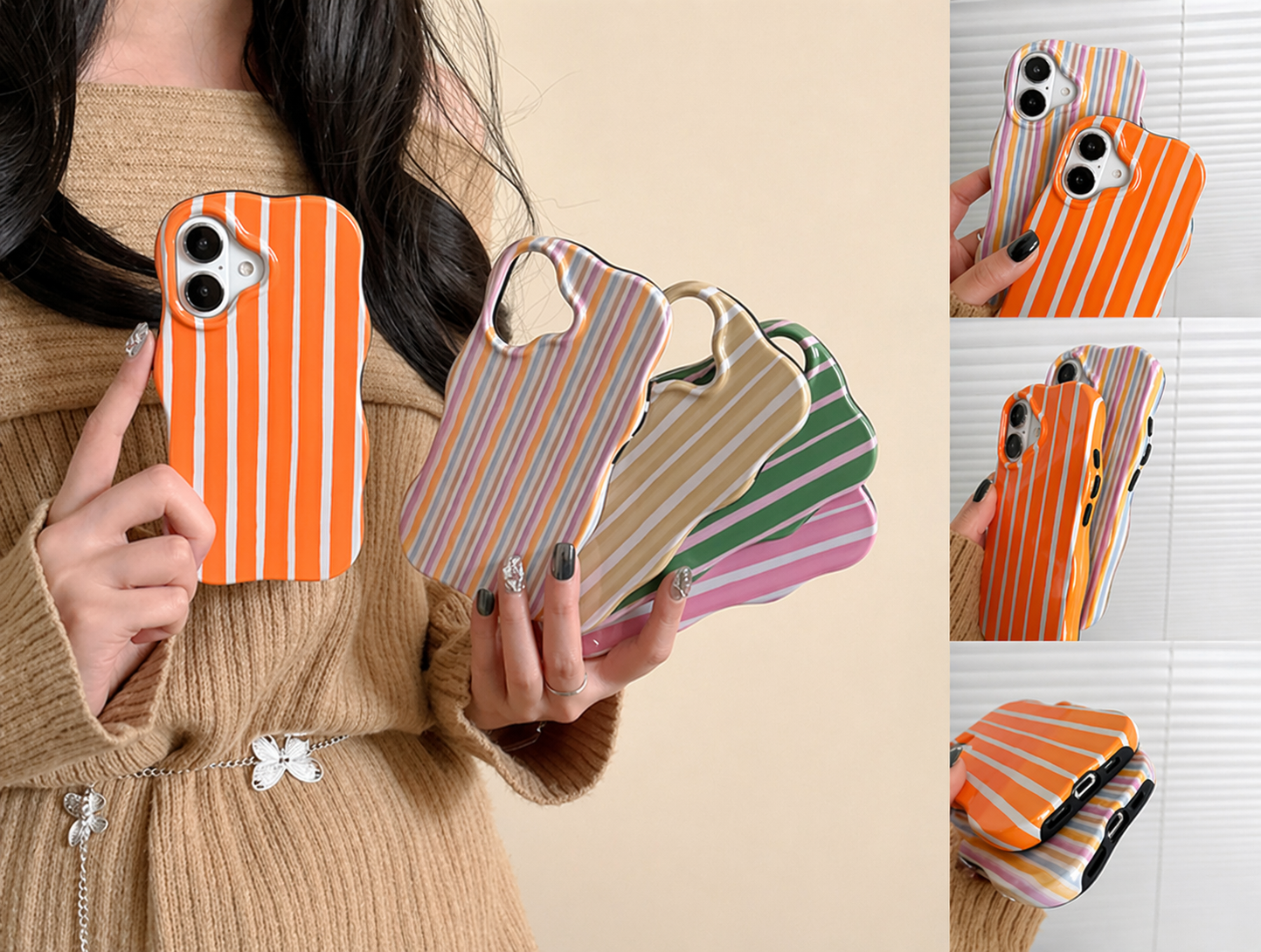 📱🌊 Striped Wave Protective iPhone Case | iPhone 13–17 Models | 5 Colors | 3–4 Week TAT