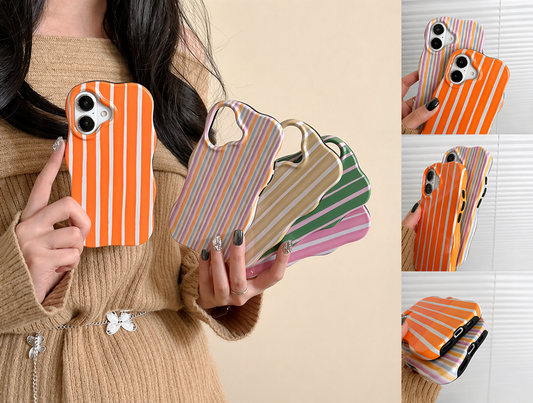 📱🌊 Striped Wave Protective iPhone Case | iPhone 13–17 Models | 5 Colors | 3–4 Week TAT
