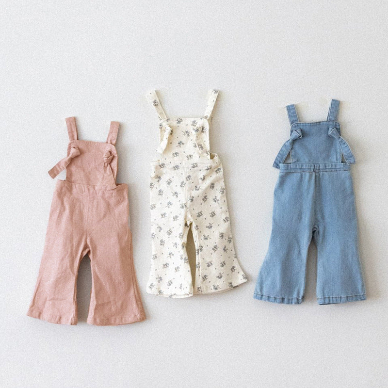 🌸👖 Girls Bell Bottom Denim Overalls + Infant Toddler Girls Sizes 6M-6Y | 3-4 WEEK TAT
