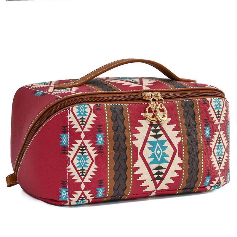 Aztec Faux Leather Makeup Pouch