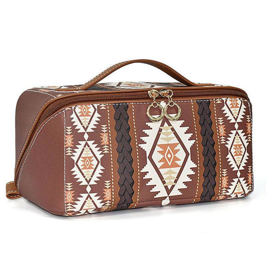Aztec Faux Leather Makeup Pouch