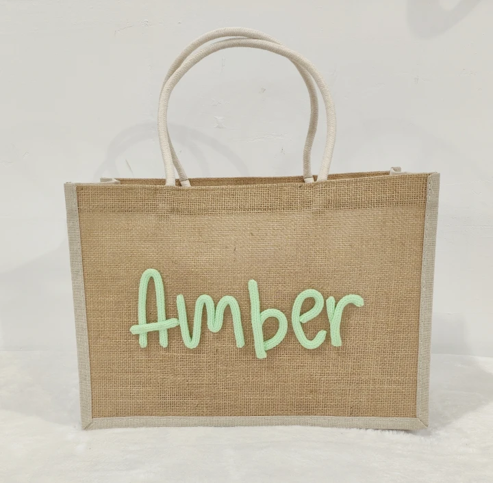 Personalized Burlap Beach Tote Bag | (3-4 Week TAT)