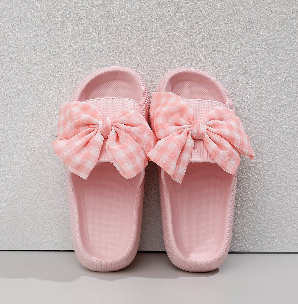 Gingham Checkered Bow Slides | 2-4 Week TAT