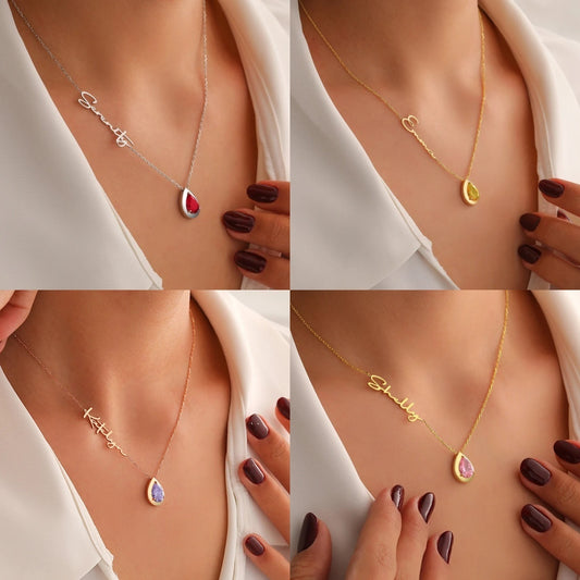 Personalized Name & Birthstone Necklace SILVER OPTION | 2-4 Week TAT