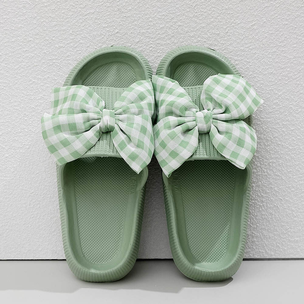 Gingham Checkered Bow Slides | 2-4 Week TAT