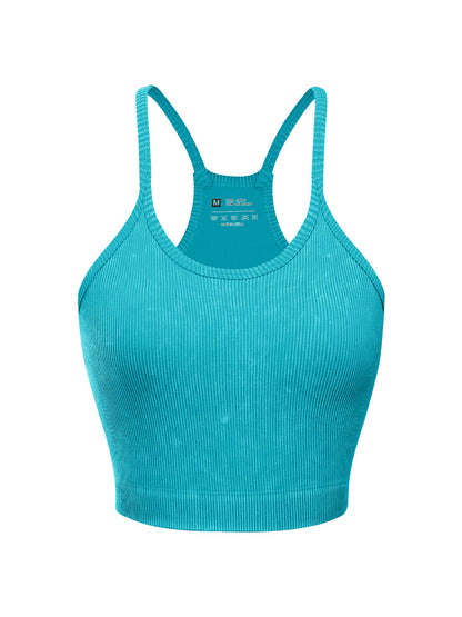 Women's Acid Washed Ribbed Crop Tank (12 Color Options) | 2-4 Week TAT