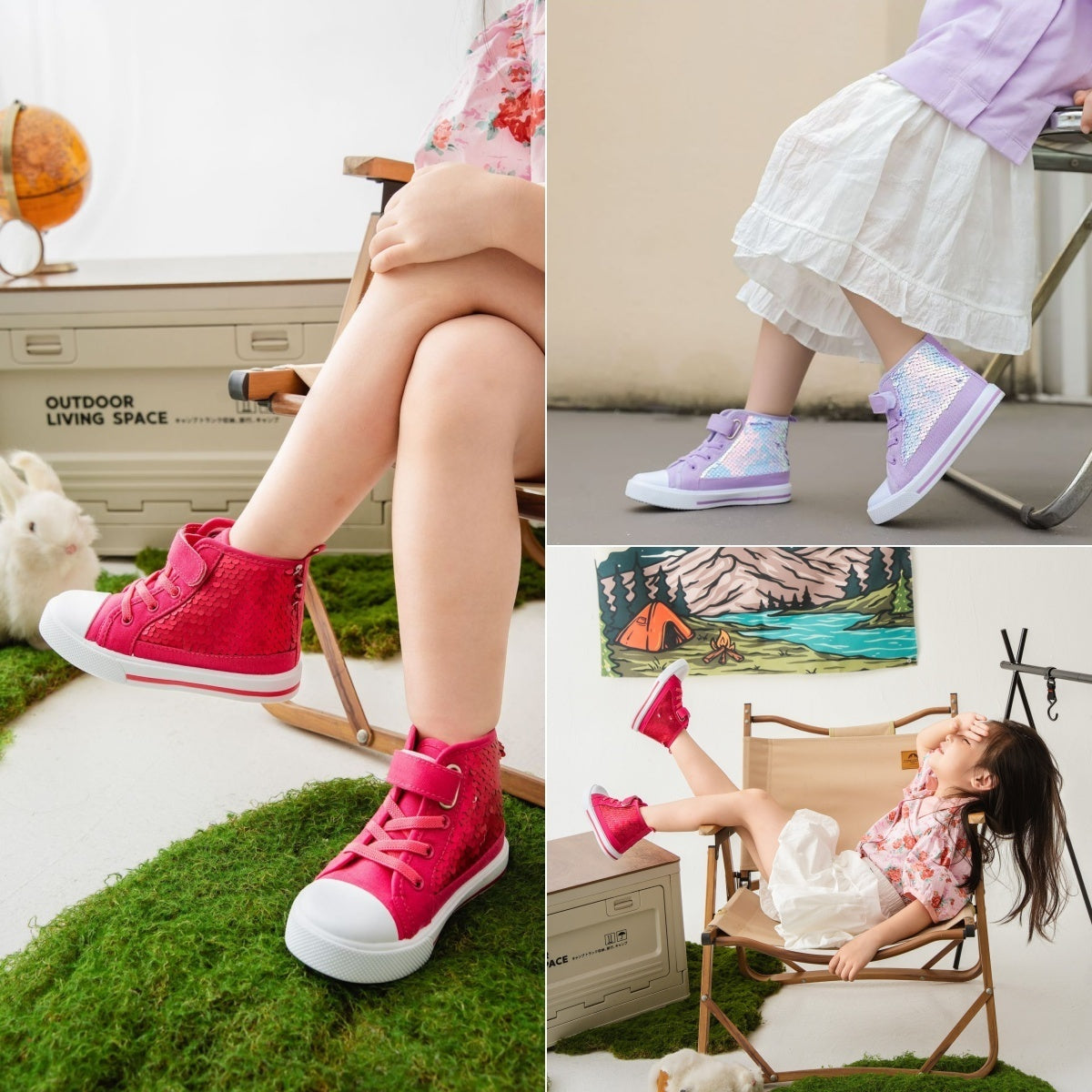 Girl's High Top Sequin Canvas Sneaker (3 Color Options) | 2-4 Week TAT